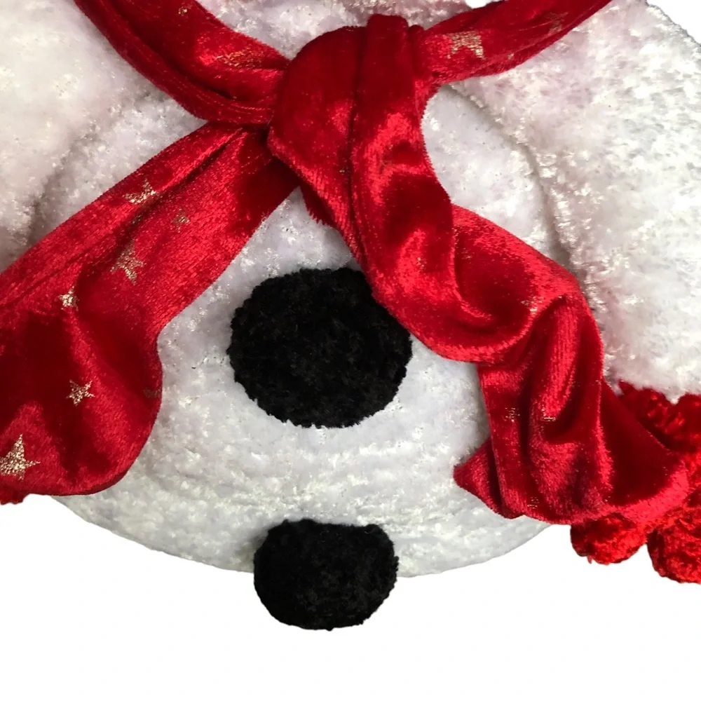 VTG Christmas Chenille Throw Pillow 3D Snowman Top Hat Holiday Winter Kitschy